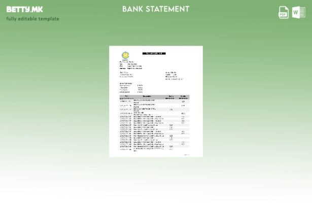 модерен стил USA MOVO извод од банкарски ексел шаблон